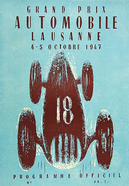 1947-10-05 | Grand Prix De Lausanne | Lausanne | Formula 1 Event Artworks | formula 1 event artwork | formula 1 programme cover | formula 1 poster | carsten riede
