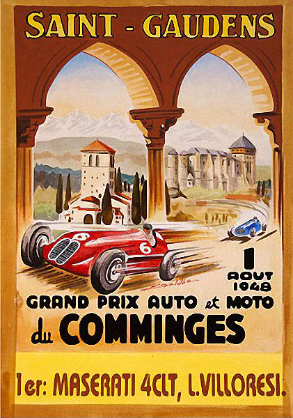 1948-08-01 | Grand Prix Du Comminges | St. Gaudens | Formula 1 Event Artworks | formula 1 event artwork | formula 1 programme cover | formula 1 poster | carsten riede