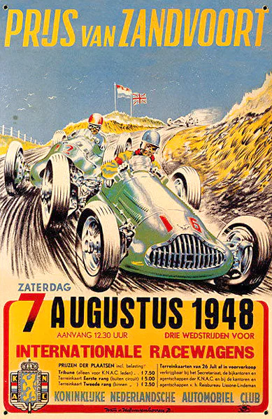 1948-08-07 | Grote Prijs Van Zandvoort | Zandvoort | Formula 1 Event Artworks | formula 1 event artwork | formula 1 programme cover | formula 1 poster | carsten riede