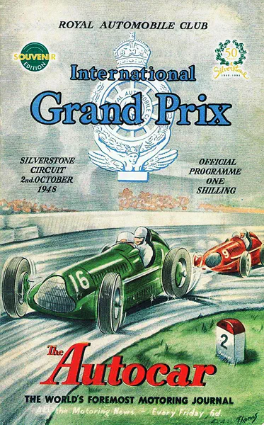 1948-10-02 | British Grand Prix | Silverstone | Formula 1 Event Artworks | formula 1 event artwork | formula 1 programme cover | formula 1 poster | carsten riede