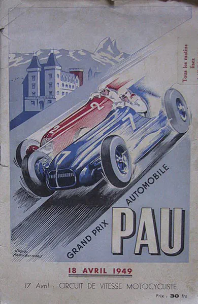 1949-04-18 | Grand Prix De Pau | Pau | Formula 1 Event Artworks | formula 1 event artwork | formula 1 programme cover | formula 1 poster | carsten riede