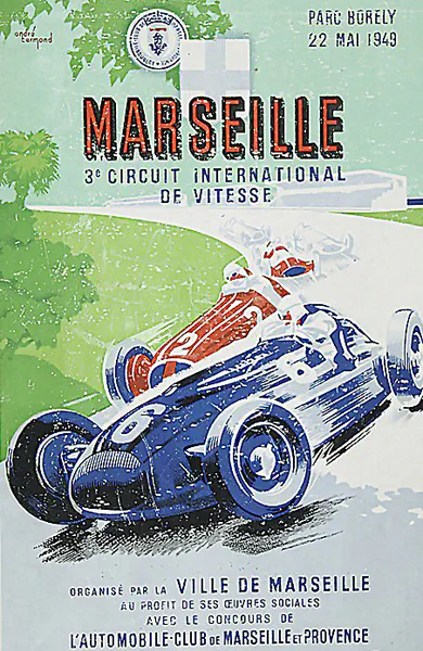1949-05-21 | Grand Prix De Marseille | Marseille | Formula 1 Event Artworks | formula 1 event artwork | formula 1 programme cover | formula 1 poster | carsten riede