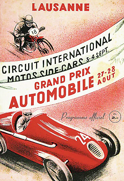 1949-08-27 | Grand Prix De Lausanne | Lausanne | Formula 1 Event Artworks | formula 1 event artwork | formula 1 programme cover | formula 1 poster | carsten riede