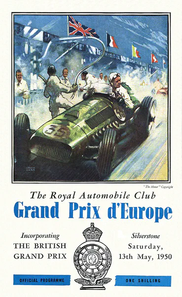 1950-05-13 | British Grand Prix | Silverstone | Formula 1 Event Artworks | formula 1 event artwork | formula 1 programme cover | formula 1 poster | carsten riede