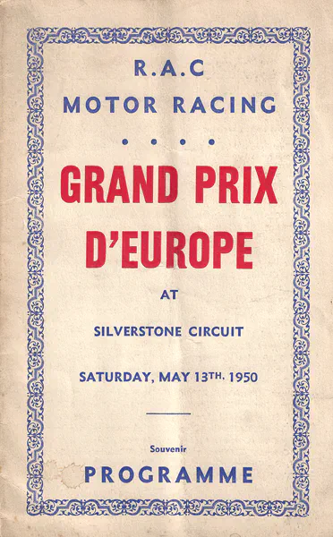 1950-05-13 | British Grand Prix | Silverstone | Formula 1 Event Artworks | formula 1 event artwork | formula 1 programme cover | formula 1 poster | carsten riede
