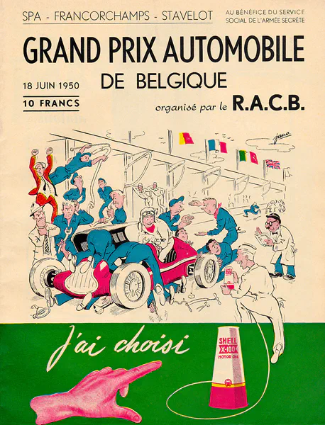 1950-06-18 | Grand Prix De Belgique | Spa-Francorchamps | Formula 1 Event Artworks | formula 1 event artwork | formula 1 programme cover | formula 1 poster | carsten riede