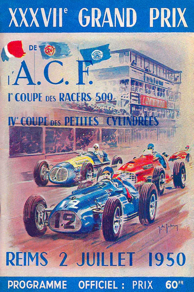1950-07-02 | Grand Prix De l`Automobile Club De France | Reims | Formula 1 Event Artworks | formula 1 event artwork | formula 1 programme cover | formula 1 poster | carsten riede