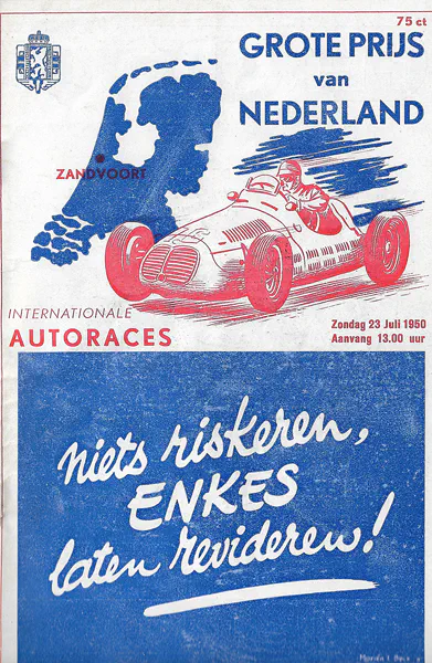 1950-07-23 | Grote Prijs Van Nederland | Zandvoort | Formula 1 Event Artworks | formula 1 event artwork | formula 1 programme cover | formula 1 poster | carsten riede
