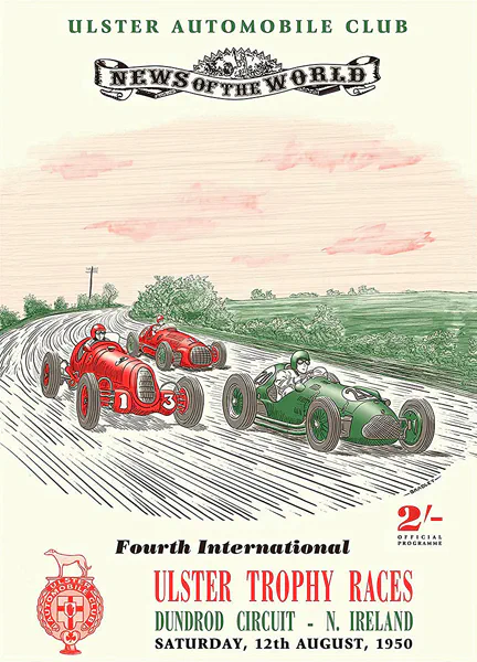 1950-08-12 | Ulster Trophy | Dundrod | Formula 1 Event Artworks | formula 1 event artwork | formula 1 programme cover | formula 1 poster | carsten riede