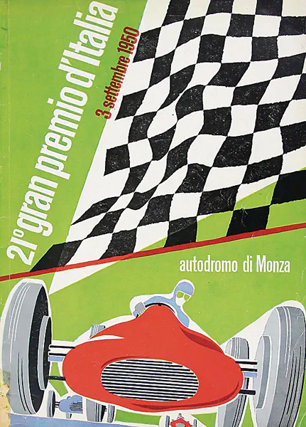 1950-09-03 | Gran Premio D`Italia | Monza | Formula 1 Event Artworks | formula 1 event artwork | formula 1 programme cover | formula 1 poster | carsten riede