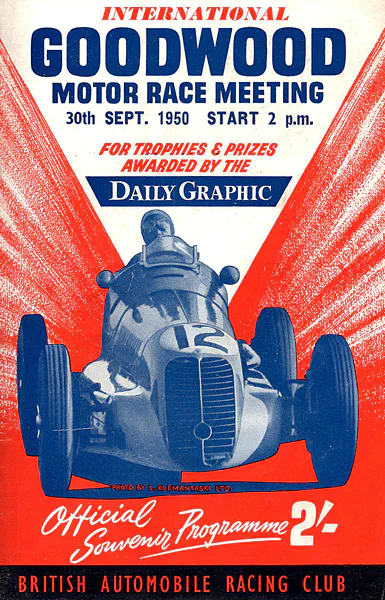 1950-09-30 | Goodwood Trophy | Goodwood | Formula 1 Event Artworks | formula 1 event artwork | formula 1 programme cover | formula 1 poster | carsten riede