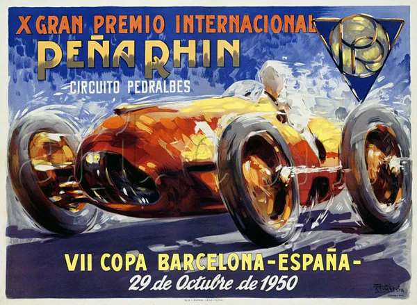 1950-10-29 | Gran Premio De Pena Rhin | Pedralbes | Formula 1 Event Artworks | formula 1 event artwork | formula 1 programme cover | formula 1 poster | carsten riede