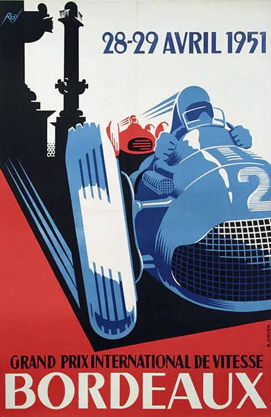 1951-04-29 | Grand Prix De Bordeaux | Bordeaux | Formula 1 Event Artworks | formula 1 event artwork | formula 1 programme cover | formula 1 poster | carsten riede