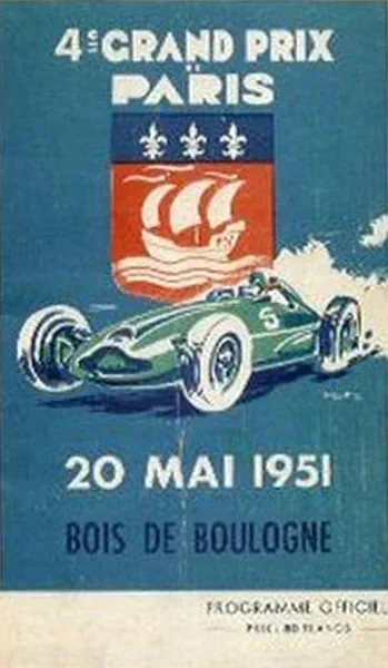 1951-05-20 | Grand Prix De Paris | Bois De Boulogne | Formula 1 Event Artworks | formula 1 event artwork | formula 1 programme cover | formula 1 poster | carsten riede