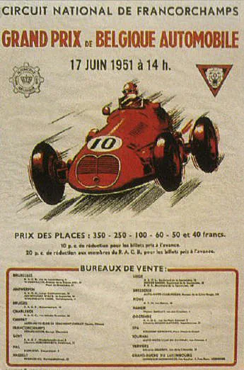 1951-06-17 | Grand Prix De Belgique | Spa-Francorchamps | Formula 1 Event Artworks | formula 1 event artwork | formula 1 programme cover | formula 1 poster | carsten riede