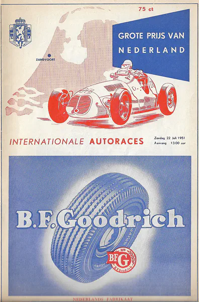 1951-07-22 | Grote Prijs Van Nederland | Zandvoort | Formula 1 Event Artworks | formula 1 event artwork | formula 1 programme cover | formula 1 poster | carsten riede