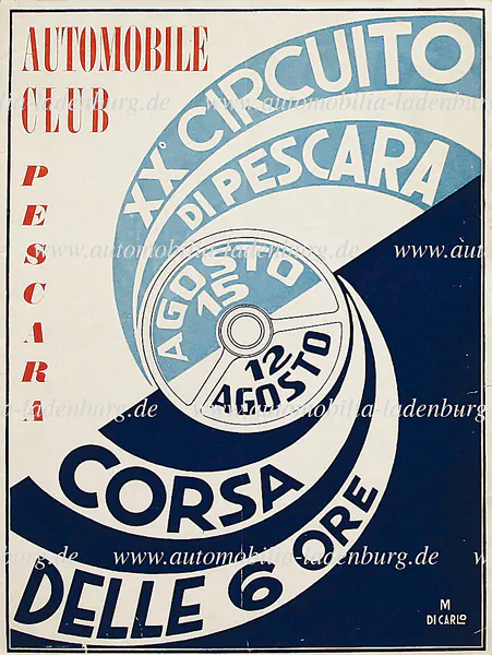 1951-08-15 | Circuito Di Pescara | Pescara | Formula 1 Event Artworks | formula 1 event artwork | formula 1 programme cover | formula 1 poster | carsten riede
