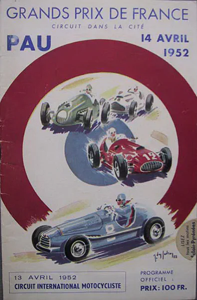 1952-04-14 | Grand Prix De Pau | Pau | Formula 1 Event Artworks | formula 1 event artwork | formula 1 programme cover | formula 1 poster | carsten riede