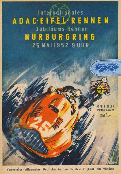 1952-05-25 | Internationales ADAC Eifelrennen | Nürburgring | Formula 1 Event Artworks | formula 1 event artwork | formula 1 programme cover | formula 1 poster | carsten riede