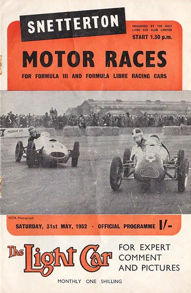 1952-05-31 | Half Litre C.C. Formula 2 Race | Snetterton | Formula 1 Event Artworks | formula 1 event artwork | formula 1 programme cover | formula 1 poster | carsten riede