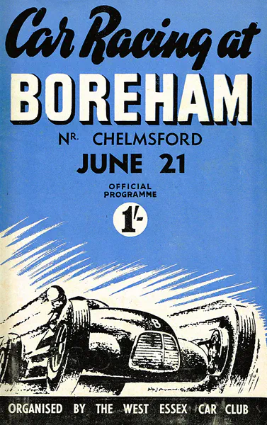 1952-06-21 | West Essex C.C. Formula 2 Race | Boreham | Formula 1 Event Artworks | formula 1 event artwork | formula 1 programme cover | formula 1 poster | carsten riede
