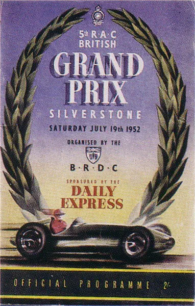 1952-07-19 | British Grand Prix | Silverstone | Formula 1 Event Artworks | formula 1 event artwork | formula 1 programme cover | formula 1 poster | carsten riede