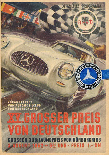 1952-08-03 | Grosser Preis von Deutschland | Nürburgring | Formula 1 Event Artworks | formula 1 event artwork | formula 1 programme cover | formula 1 poster | carsten riede