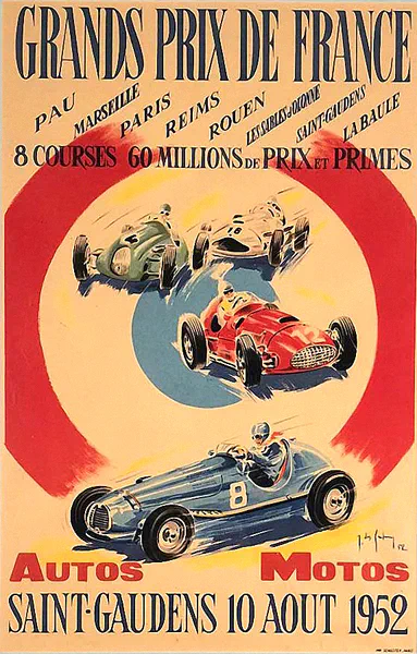 1952-08-10 | Grand Prix De Comminges | St. Gaudens | Formula 1 Event Artworks | formula 1 event artwork | formula 1 programme cover | formula 1 poster | carsten riede