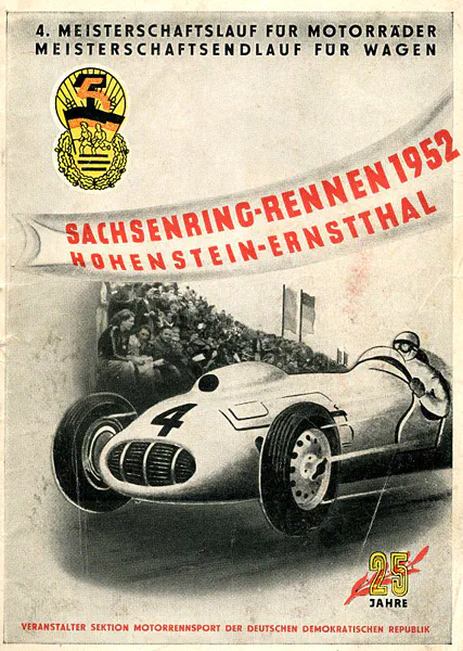 1952-09-07 | Sachsenringrennen | Sachsenring | Formula 1 Event Artworks | formula 1 event artwork | formula 1 programme cover | formula 1 poster | carsten riede