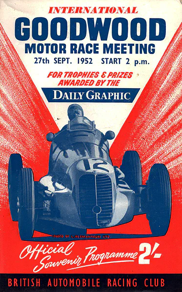 1952-09-27 | Madgwick Cup | Goodwood | Formula 1 Event Artworks | formula 1 event artwork | formula 1 programme cover | formula 1 poster | carsten riede