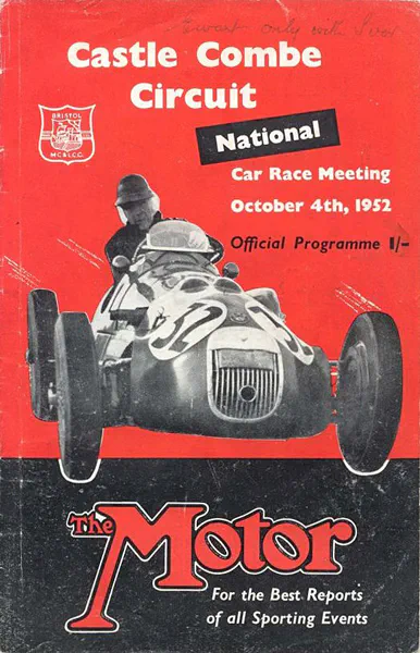 1952-10-04 | Joe Fry Memorial Trophy | Castle Combe | Formula 1 Event Artworks | formula 1 event artwork | formula 1 programme cover | formula 1 poster | carsten riede