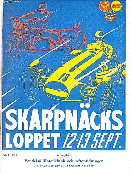 1953-09-13 | Skarpnacksloppet | Skarpnack | Formula 1 Event Artworks | formula 1 event artwork | formula 1 programme cover | formula 1 poster | carsten riede
