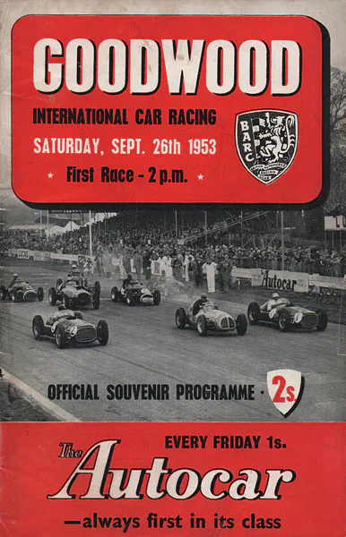 1953-09-26 | Madgwick Cup | Goodwood | Formula 1 Event Artworks | formula 1 event artwork | formula 1 programme cover | formula 1 poster | carsten riede
