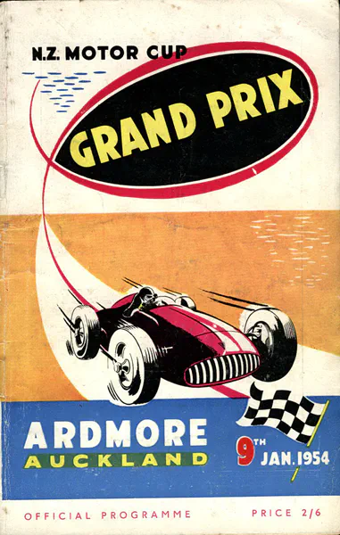 1954-01-09 | New Zealand Grand Prix | Ardmore | Formula 1 Event Artworks | formula 1 event artwork | formula 1 programme cover | formula 1 poster | carsten riede