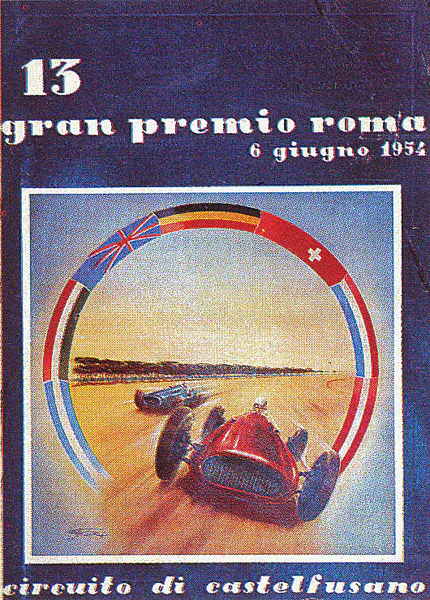 1954-06-06 | Gran Premio Di Roma | Castel Fusano | Formula 1 Event Artworks | formula 1 event artwork | formula 1 programme cover | formula 1 poster | carsten riede