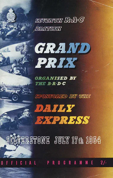 1954-07-17 | British Grand Prix | Silverstone | Formula 1 Event Artworks | formula 1 event artwork | formula 1 programme cover | formula 1 poster | carsten riede