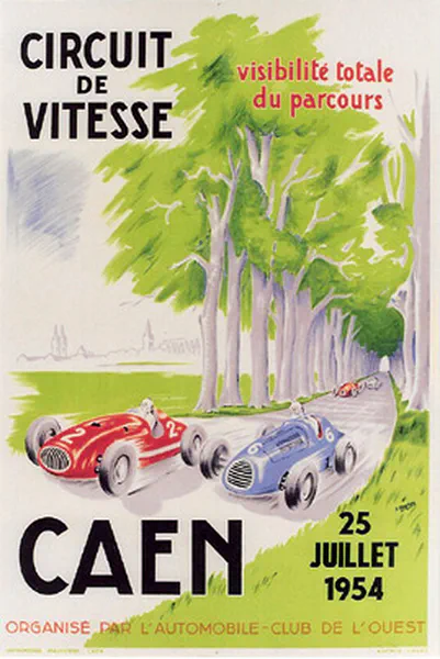 1954-07-25 | Grand Prix De Caen | Caen | Formula 1 Event Artworks | formula 1 event artwork | formula 1 programme cover | formula 1 poster | carsten riede