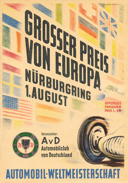 1954-08-01 | Grosser Preis von Deutschland | Nürburgring | Formula 1 Event Artworks | formula 1 event artwork | formula 1 programme cover | formula 1 poster | carsten riede