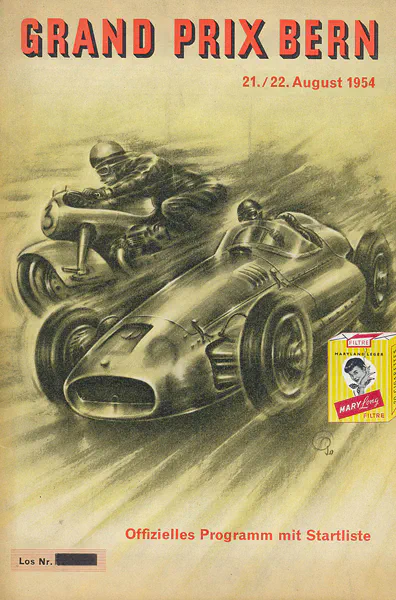 1954-08-22 | Grosser Preis der Schweiz | Bern | Formula 1 Event Artworks | formula 1 event artwork | formula 1 programme cover | formula 1 poster | carsten riede