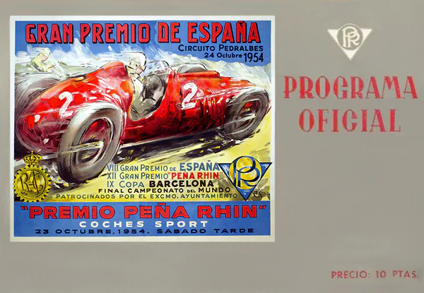 1954-10-24 | Gran Premio De Espana | Pedralbes | Formula 1 Event Artworks | formula 1 event artwork | formula 1 programme cover | formula 1 poster | carsten riede