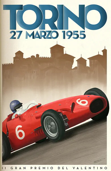 1955-03-27 | Gran Premio Del Valentino | Torino | Formula 1 Event Artworks | formula 1 event artwork | formula 1 programme cover | formula 1 poster | carsten riede