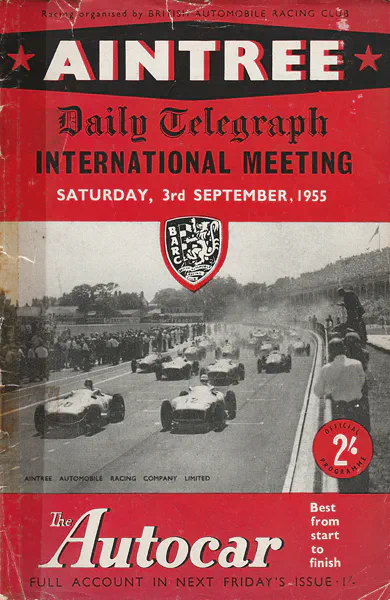 1955-09-03 | Daily Telegraph Trophy | Aintree | Formula 1 Event Artworks | formula 1 event artwork | formula 1 programme cover | formula 1 poster | carsten riede