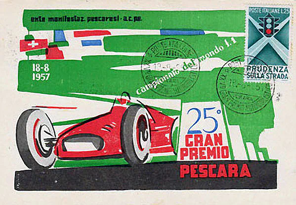 1957-08-18 | Gran Premio Pescara | Pescara | Formula 1 Event Artworks | formula 1 event artwork | formula 1 programme cover | formula 1 poster | carsten riede