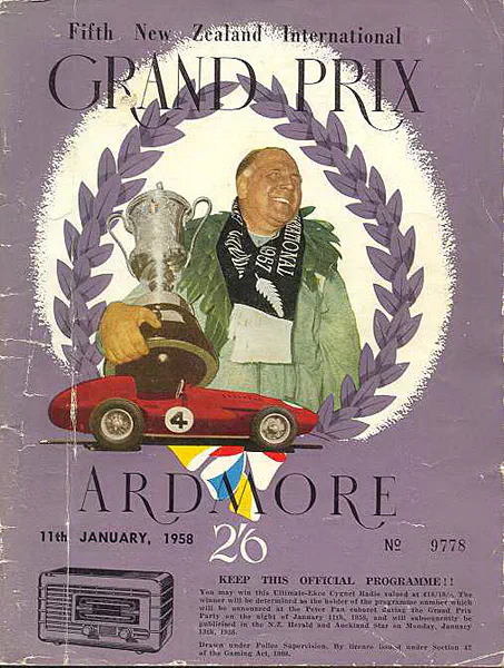 1958-01-11 | New Zealand Grand Prix | Ardmore | Formula 1 Event Artworks | formula 1 event artwork | formula 1 programme cover | formula 1 poster | carsten riede
