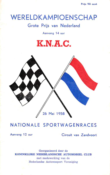 1958-05-26 | Grote Prijs Van Nederland | Zandvoort | Formula 1 Event Artworks | formula 1 event artwork | formula 1 programme cover | formula 1 poster | carsten riede