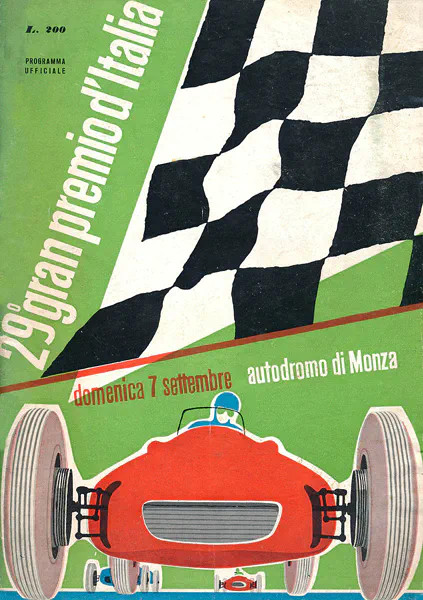 1958-09-07 | Gran Premio D`Italia | Monza | Formula 1 Event Artworks | formula 1 event artwork | formula 1 programme cover | formula 1 poster | carsten riede