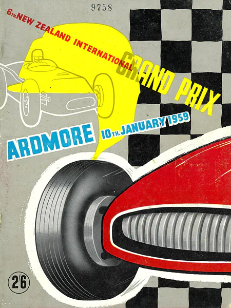 1959-01-10 | New Zealand Grand Prix | Ardmore | Formula 1 Event Artworks | formula 1 event artwork | formula 1 programme cover | formula 1 poster | carsten riede