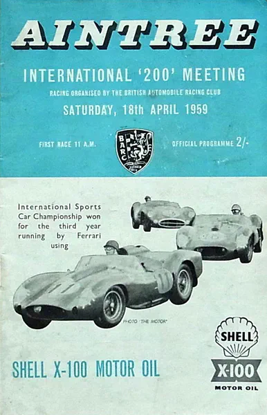 1959-04-18 | B.A.R.C. '200' | Aintree | Formula 1 Event Artworks | formula 1 event artwork | formula 1 programme cover | formula 1 poster | carsten riede