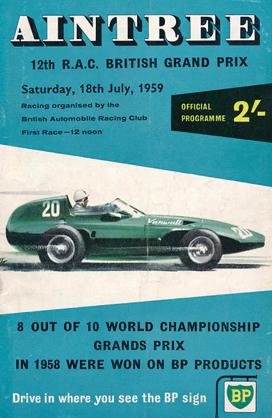 1959-07-18 | British Grand Prix | Aintree | Formula 1 Event Artworks | formula 1 event artwork | formula 1 programme cover | formula 1 poster | carsten riede