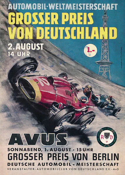 1959-08-02 | Grosser Preis von Deutschland | AVUS | Formula 1 Event Artworks | formula 1 event artwork | formula 1 programme cover | formula 1 poster | carsten riede